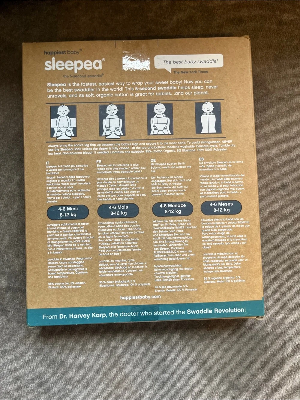 happiest baby Sleepea Swaddle - Navy with White Planets